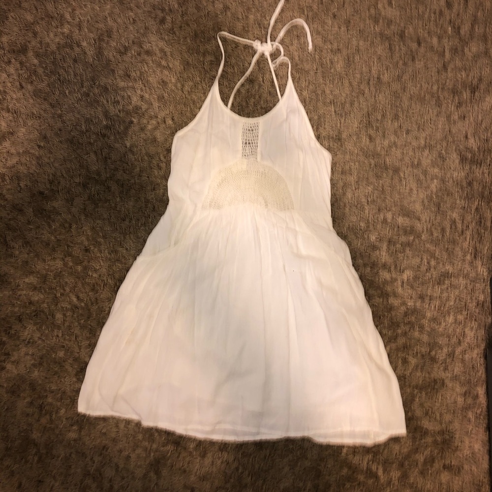white flowy dress with halter tie